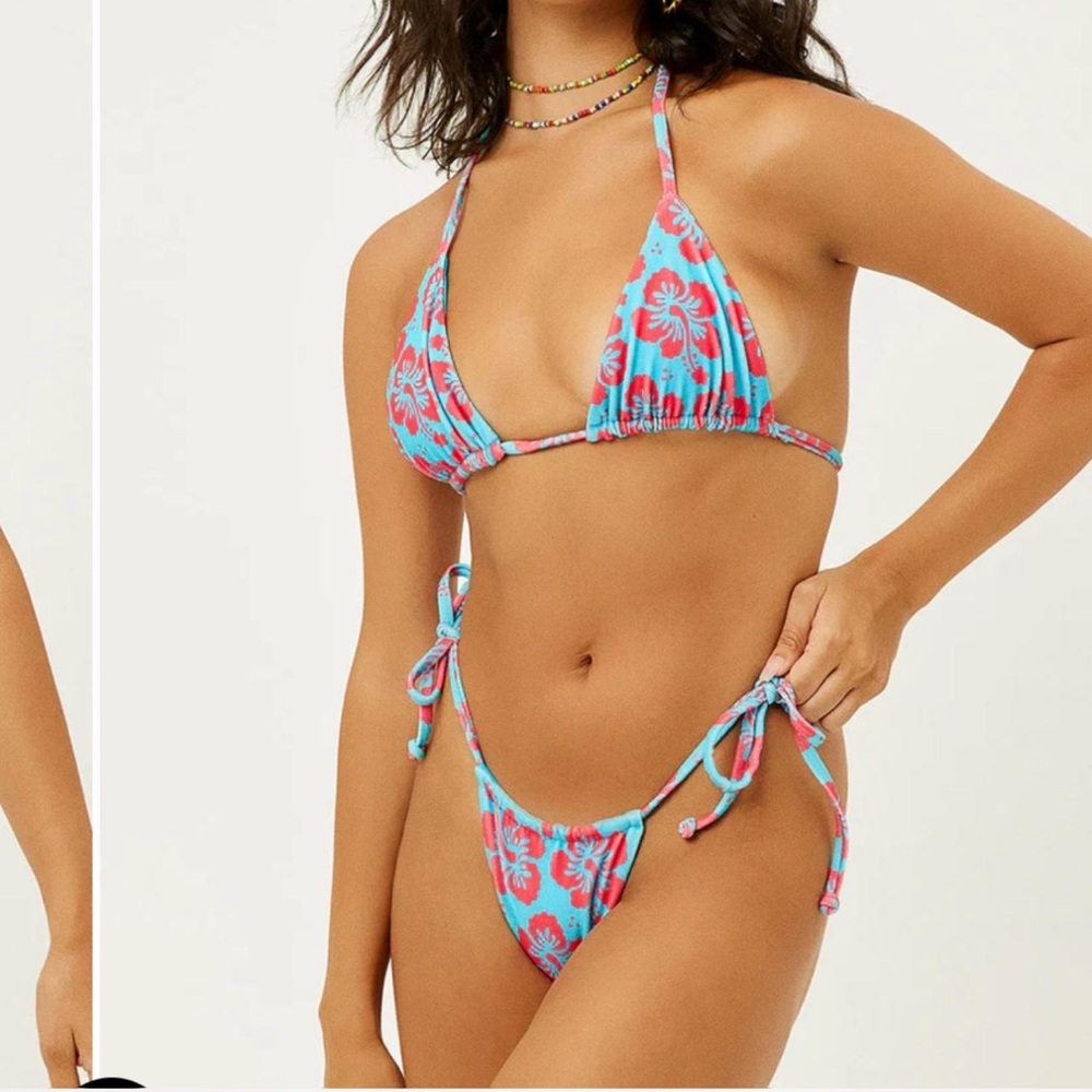 Floral Blue and Pink Bikini Set